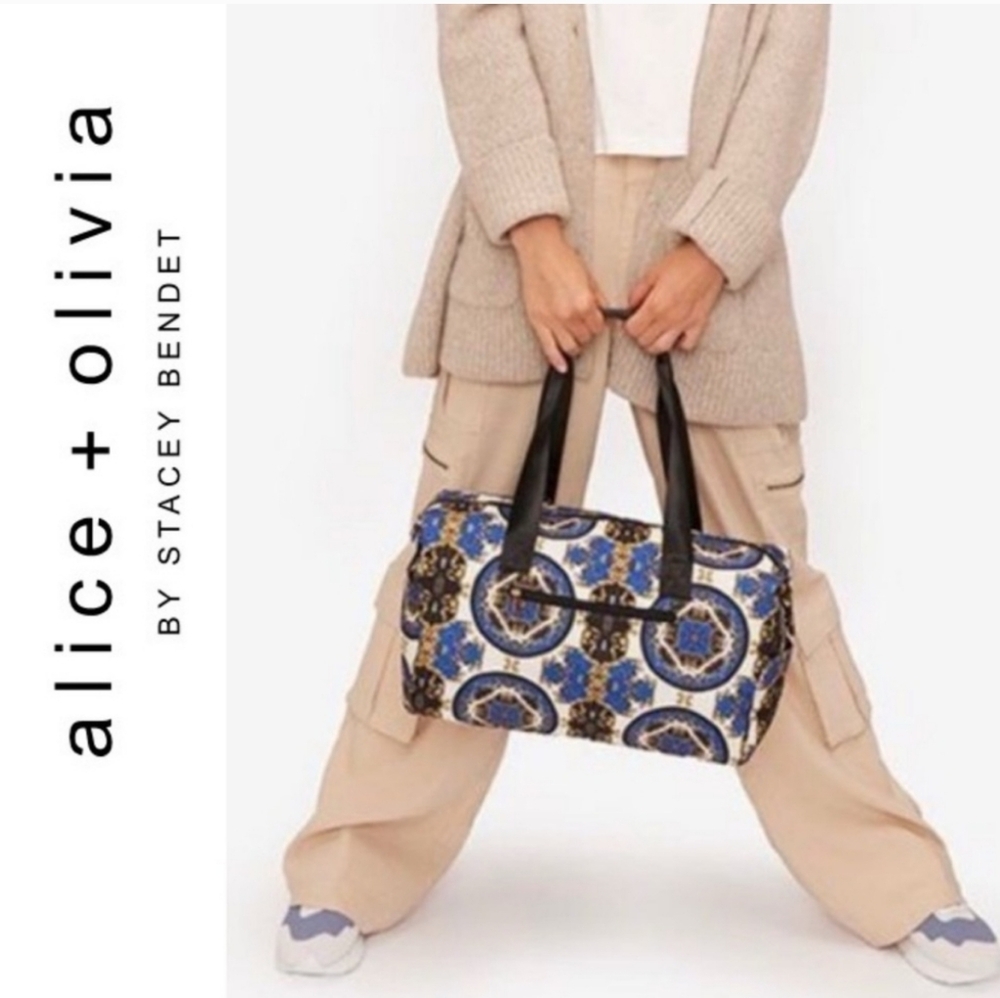 Alice and Olivia Canvas‎ Duffle Bag Regal Romance Blue Gold